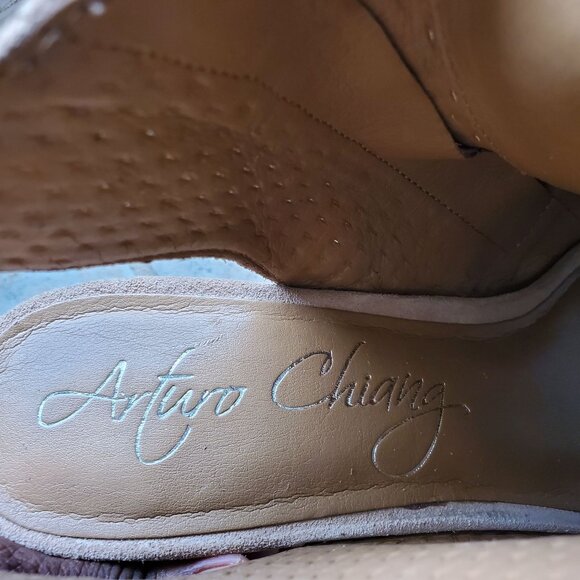 Arturo Chiang "JESS" Perforated Lace-Up Block Heel Open Toed Booties Size 9.5M - Picture 9 of 9